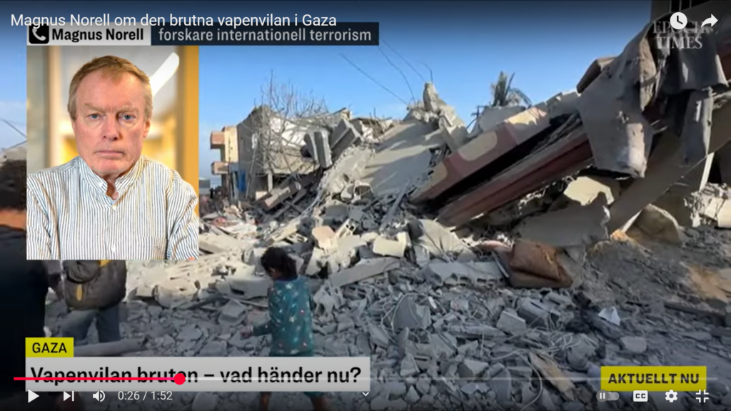 Magnus Norell om den brutna vapenvilan i Gaza